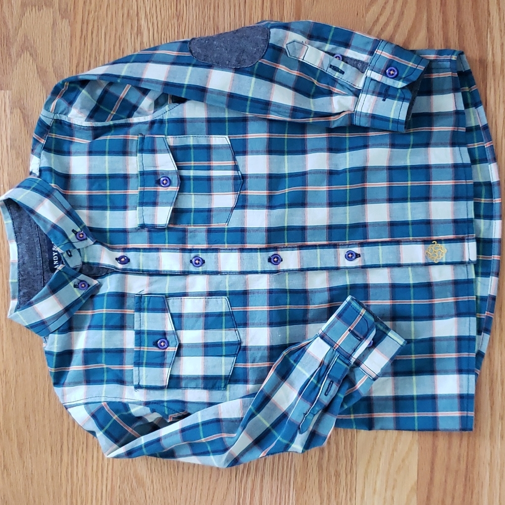 Andy & Evan, size 5y, button down collared plaid shirt